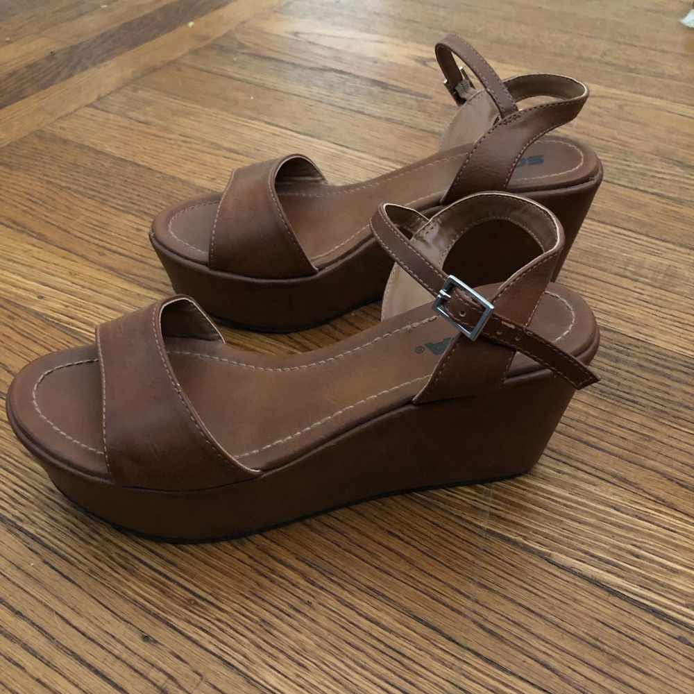 Soda Brown Platform Sandal Wedges